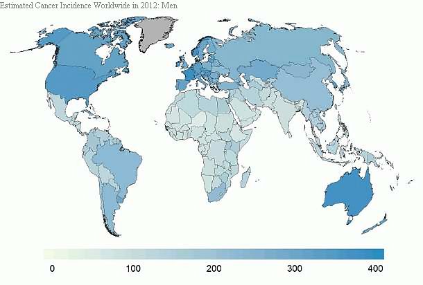  Estimated Cancer Incidence Worldwide in 2012: Men 