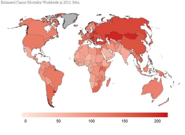  Estimated Cancer Mortality Worldwide in 2012: Men 